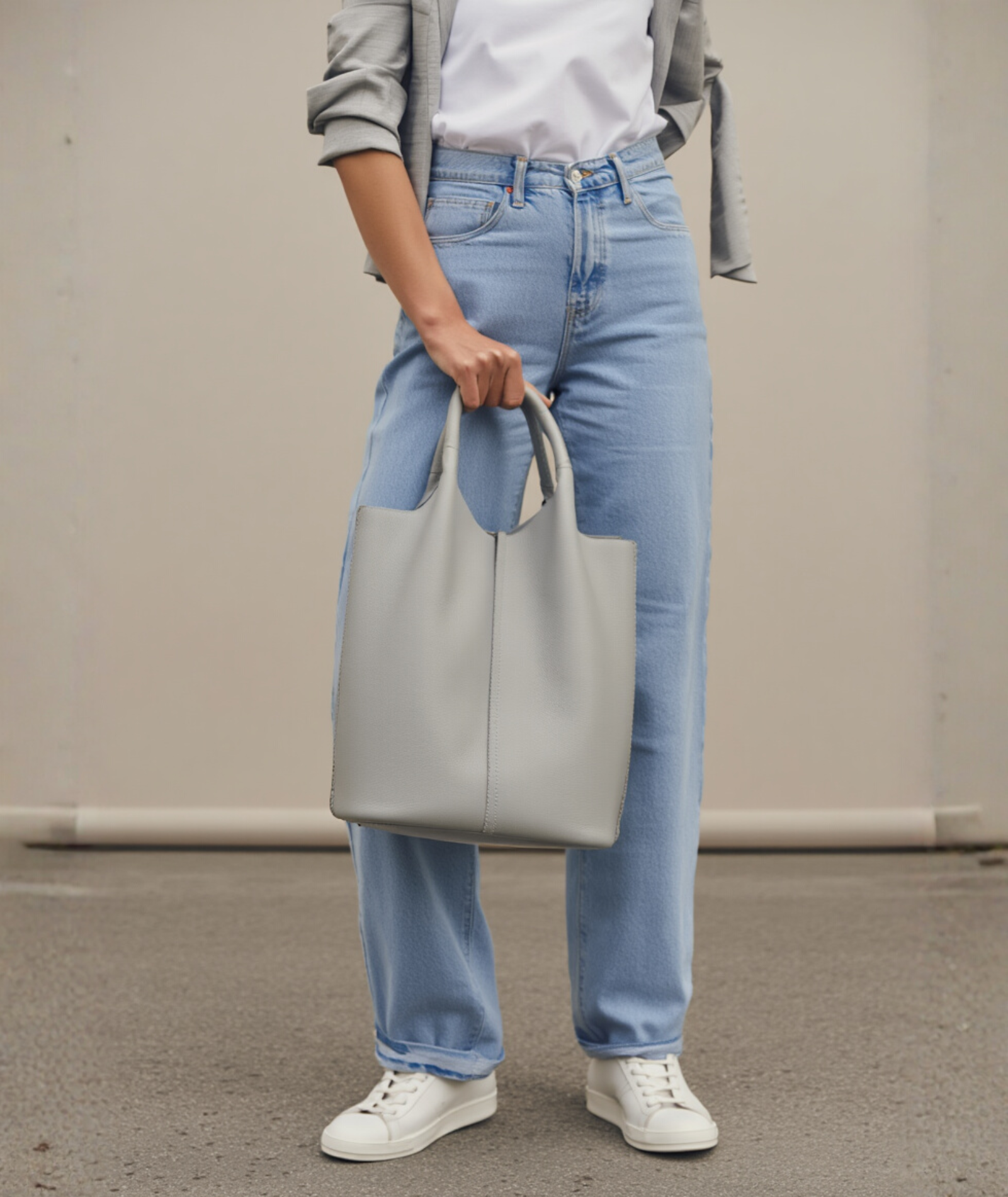 Bolsa feminina grande de couro genuíno