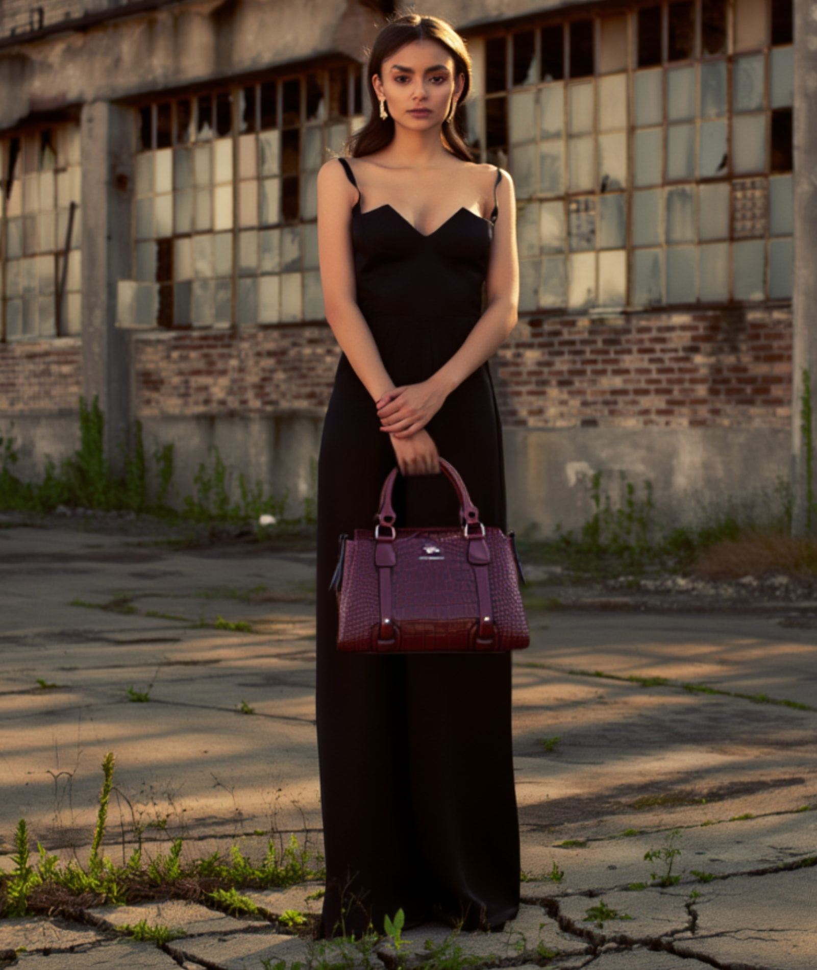 Bolsa feminina elegante couro genuíno - Crocodille