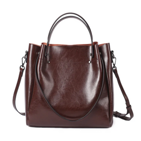Bolsa feminina grande de couro legitimo - Carmin