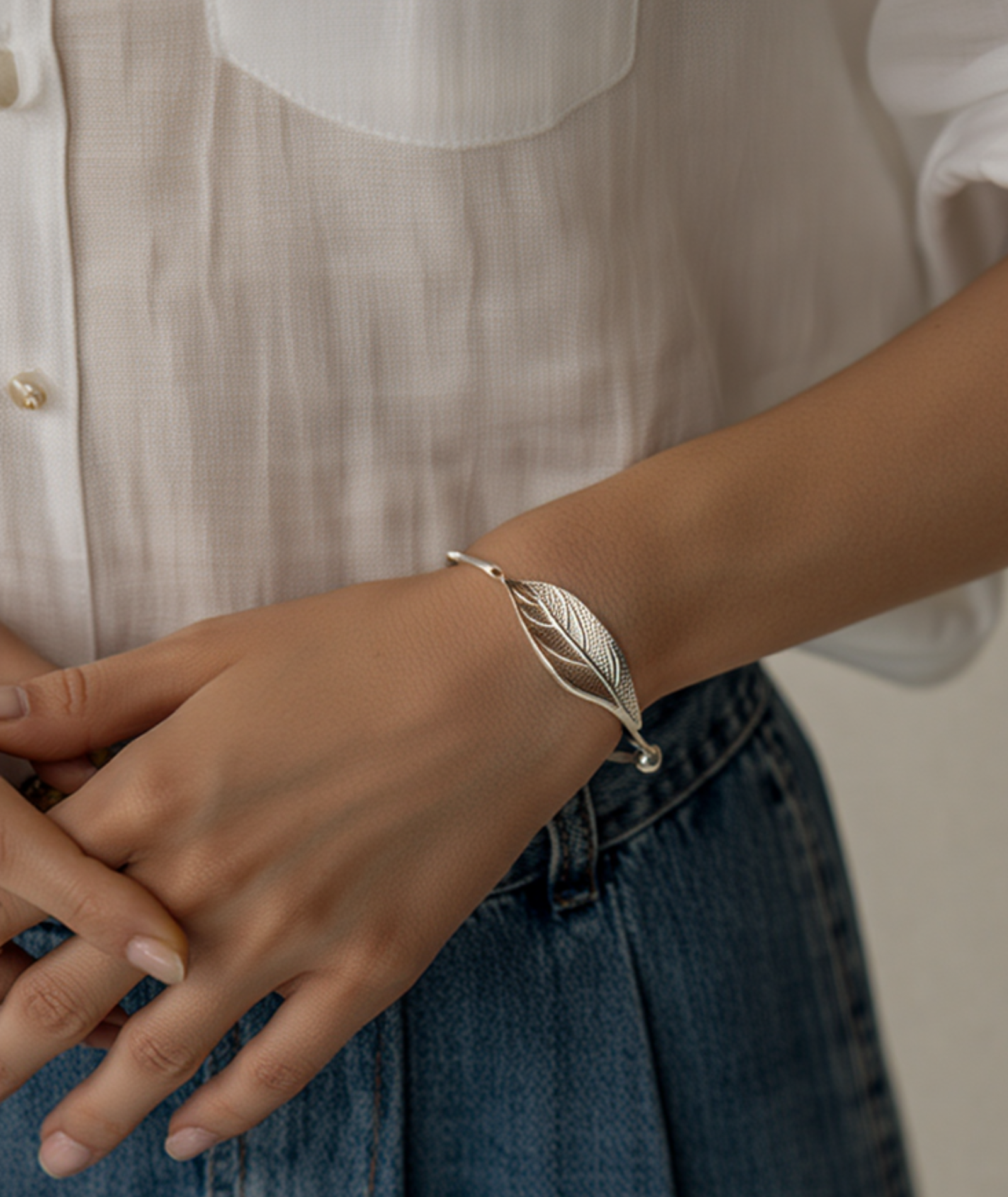 Bracelete feminino em prata 925 - Feuille