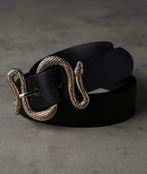 Cinto de couro  feminino - Fivela cobra