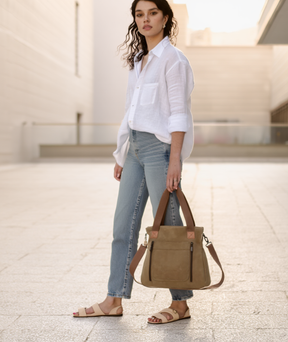 Bolsa feminina de lona com alça removível - Margareth