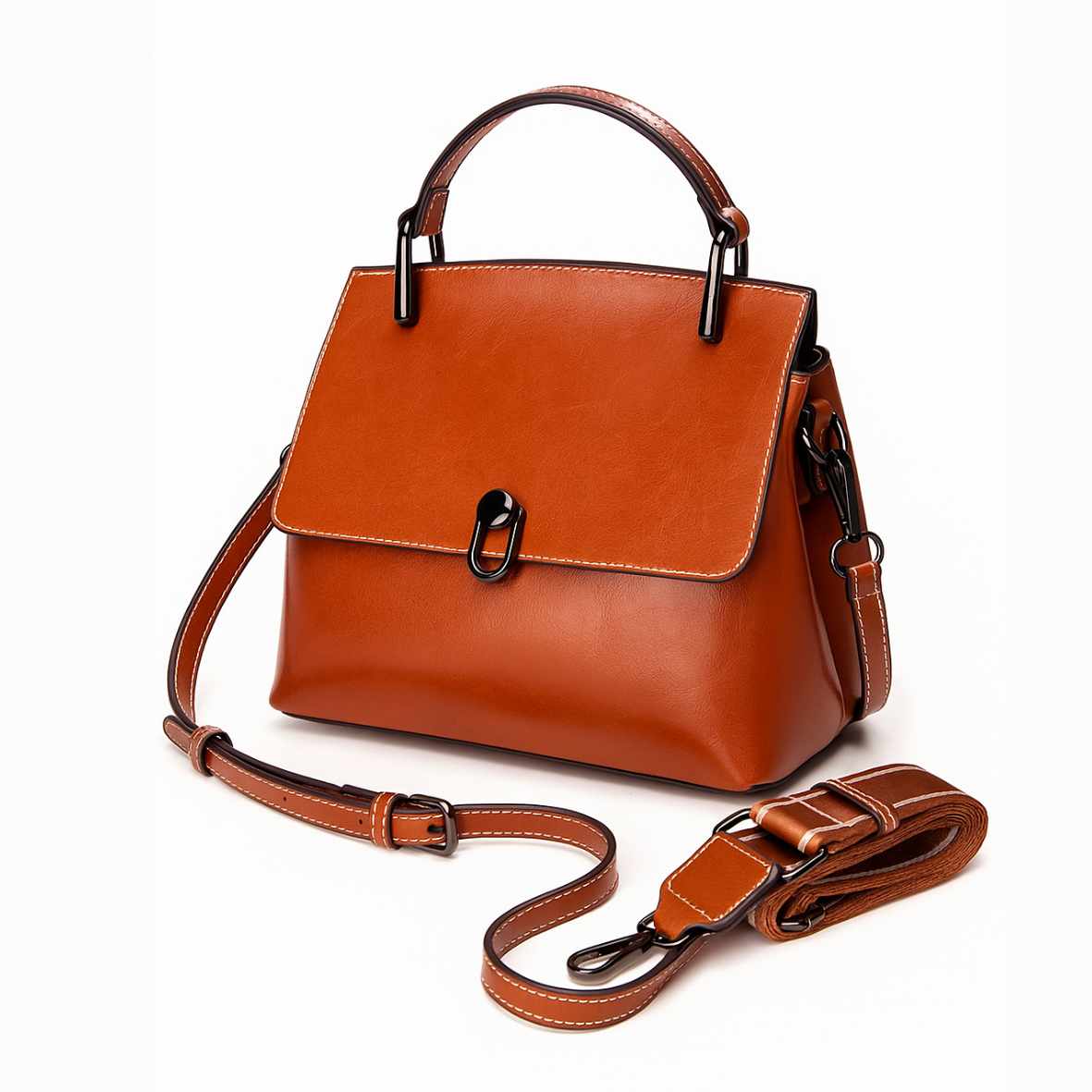 Bolsa feminina de mão e alça adicional de couro legitimo - Livia