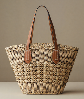 Bolsa praia de palha estilo Boho