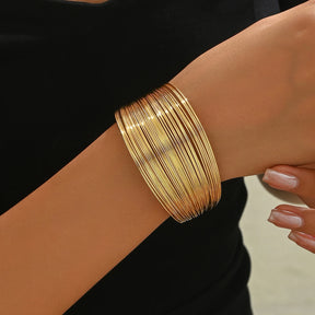 Bracelete feminino elegante folheado - Fios de ouro